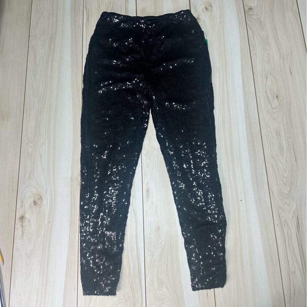 Tipsy Elves Women Black‎ Sequin High Waist Stretch Leggings Bling NEW Size Large